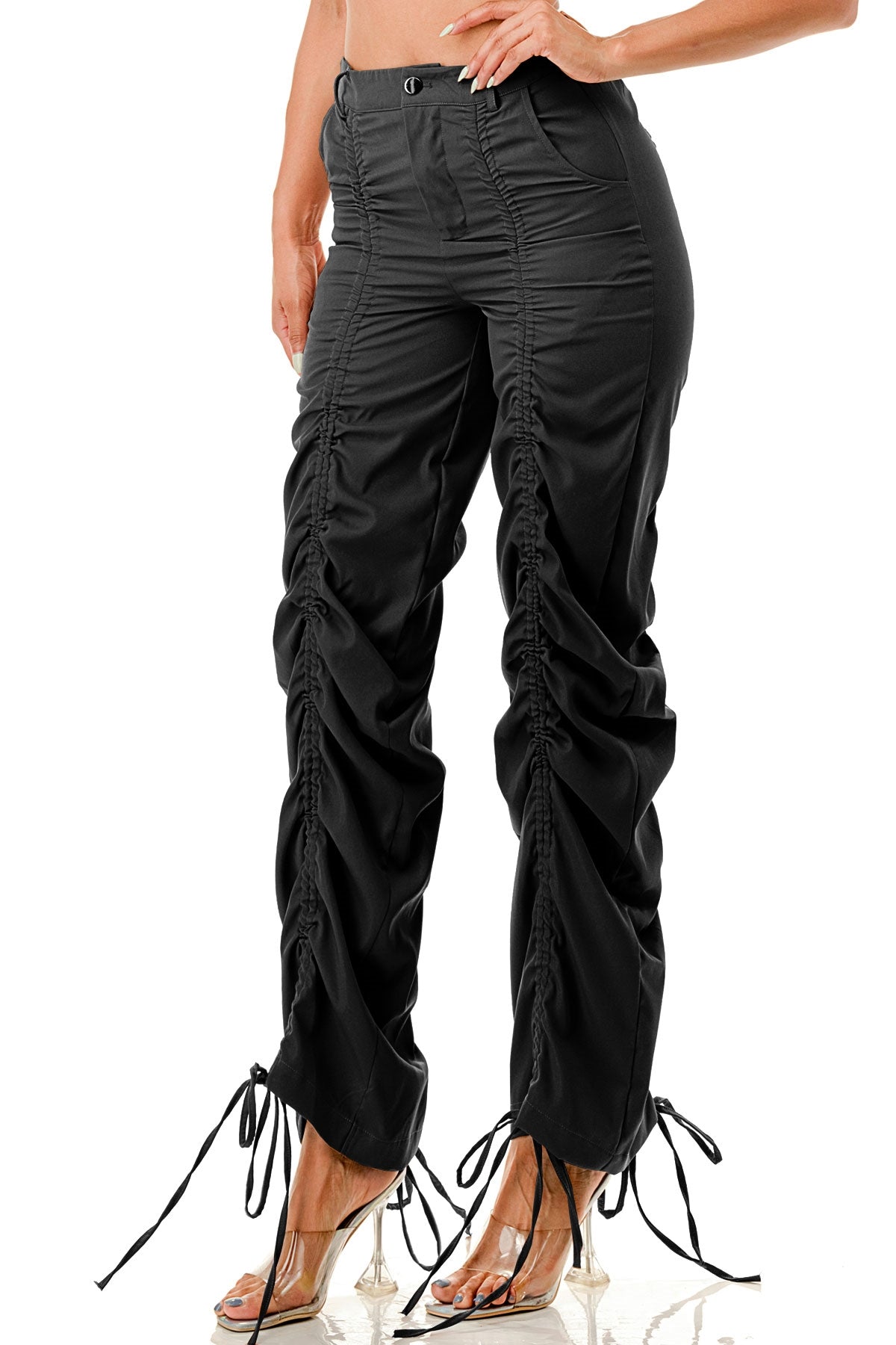 High Waist Ruched Pants (Plus Size)