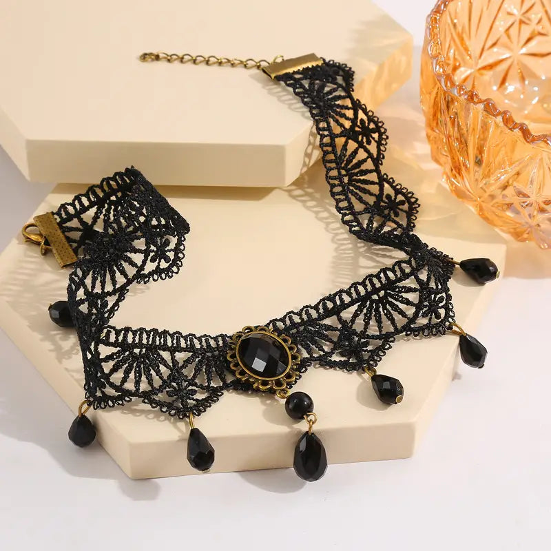 Tassel Crystal Lace Necklace