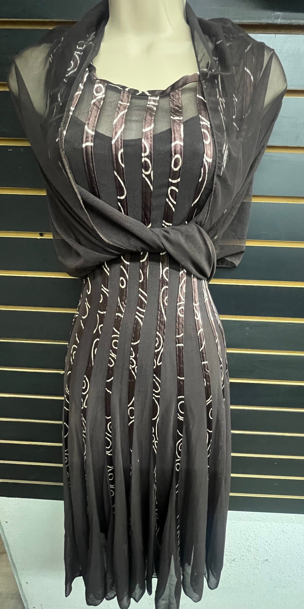 RIBBED SHAW MESH DRESS