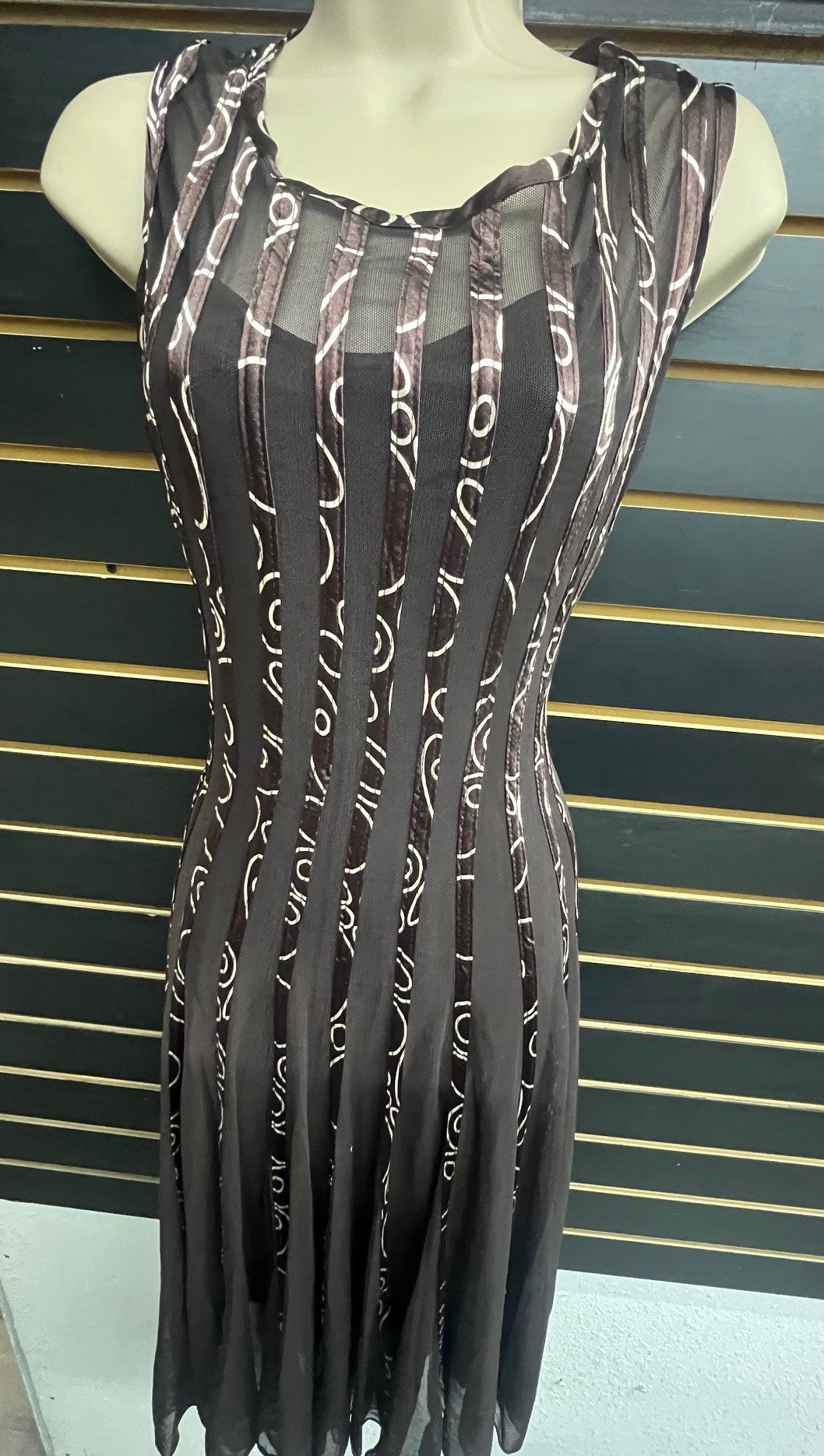 RIBBED SHAW MESH DRESS