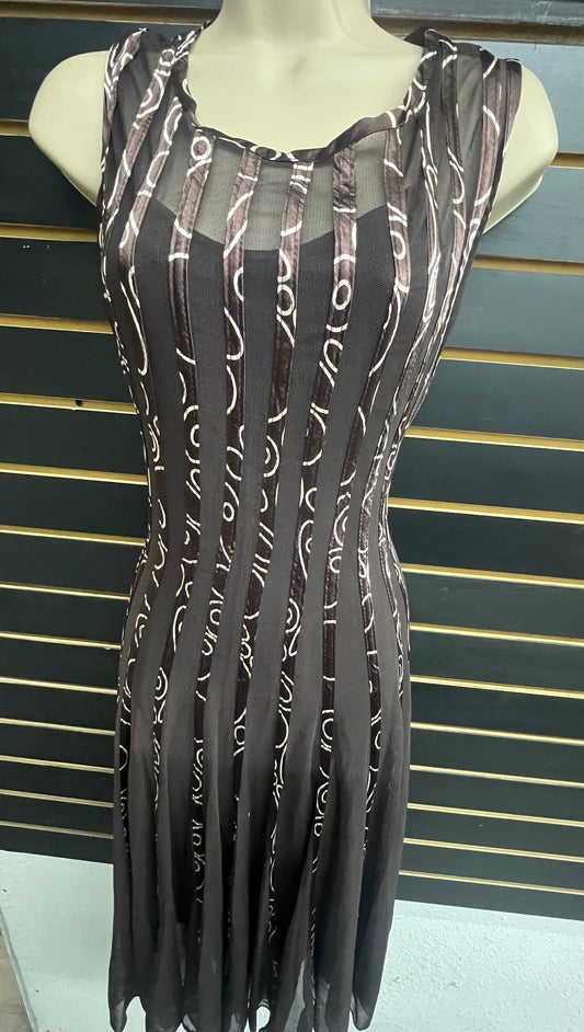 RIBBED SHAW MESH DRESS