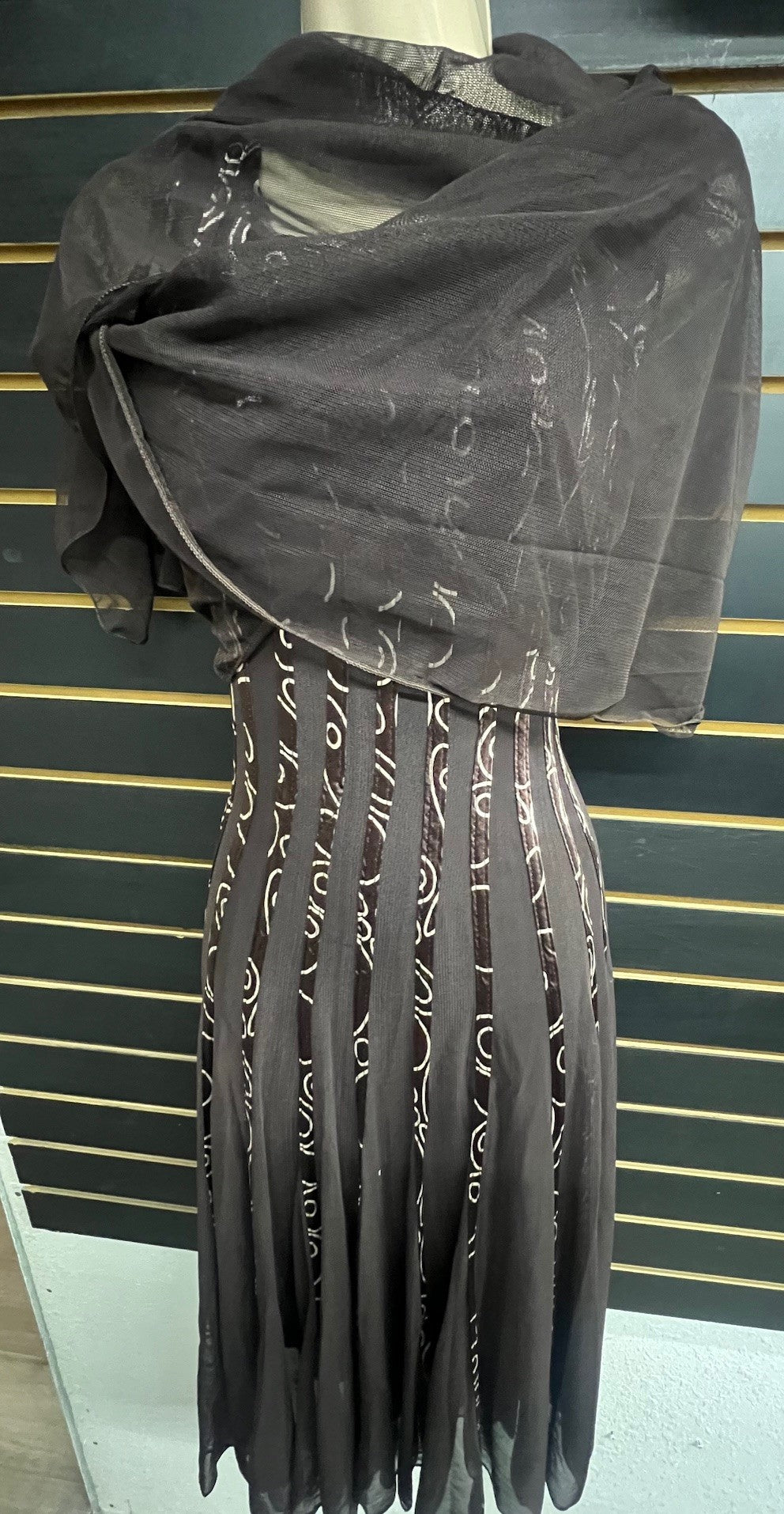 RIBBED SHAW MESH DRESS
