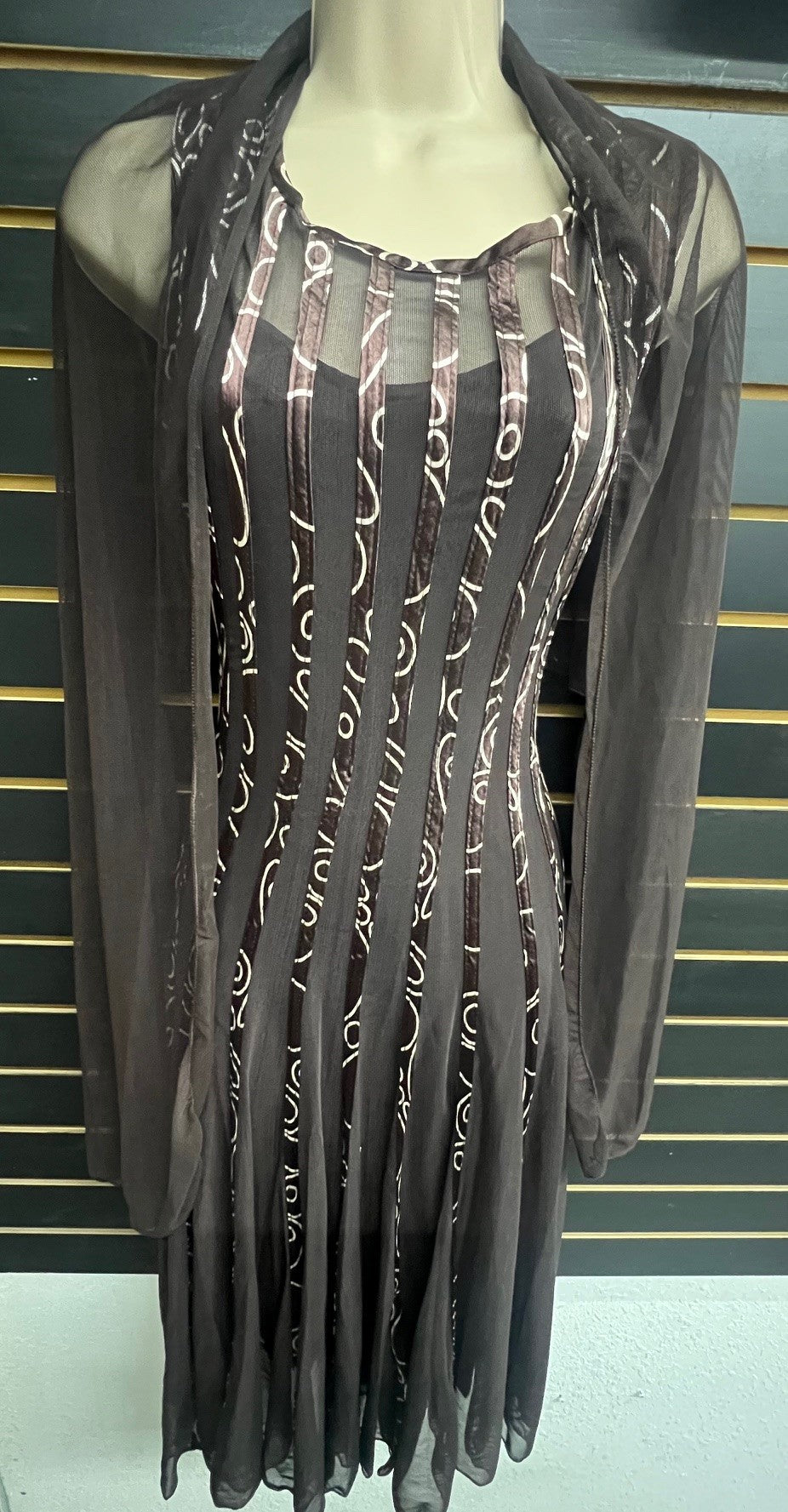 RIBBED SHAW MESH DRESS