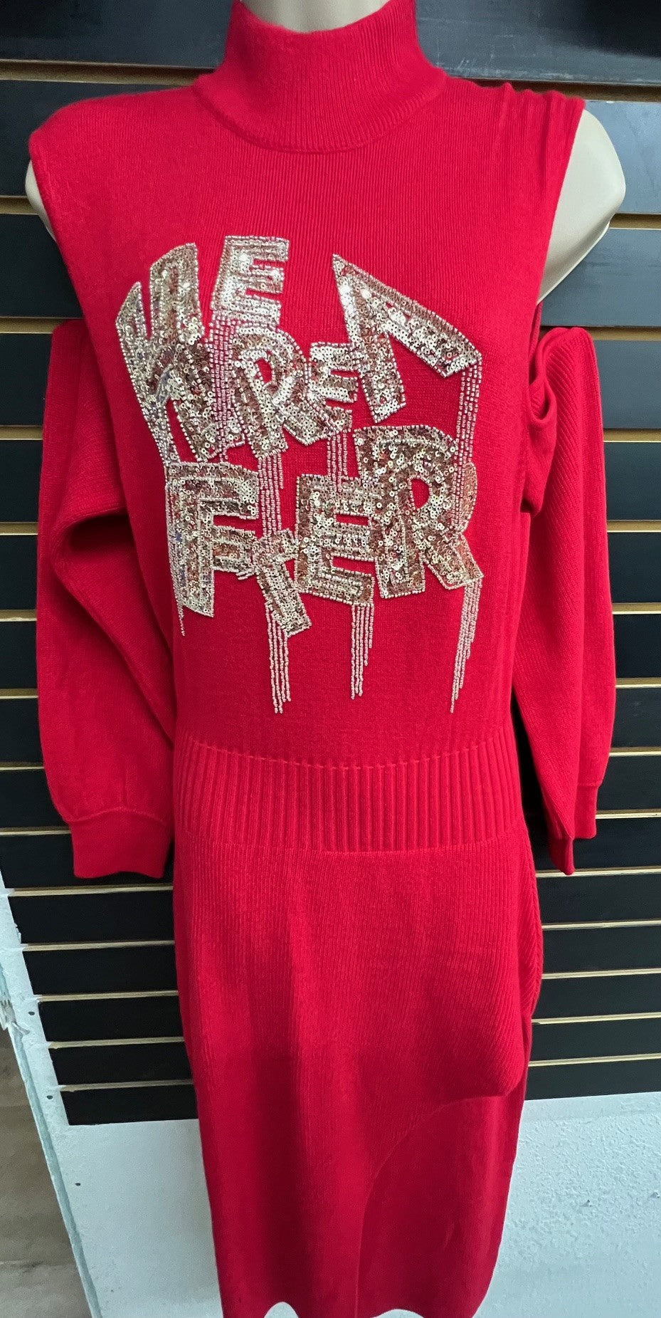 RED SWEATER DRESS