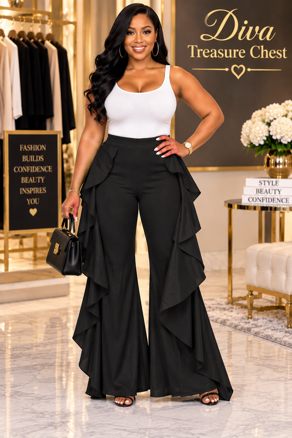 Ruffle Hem Pant Plus Size