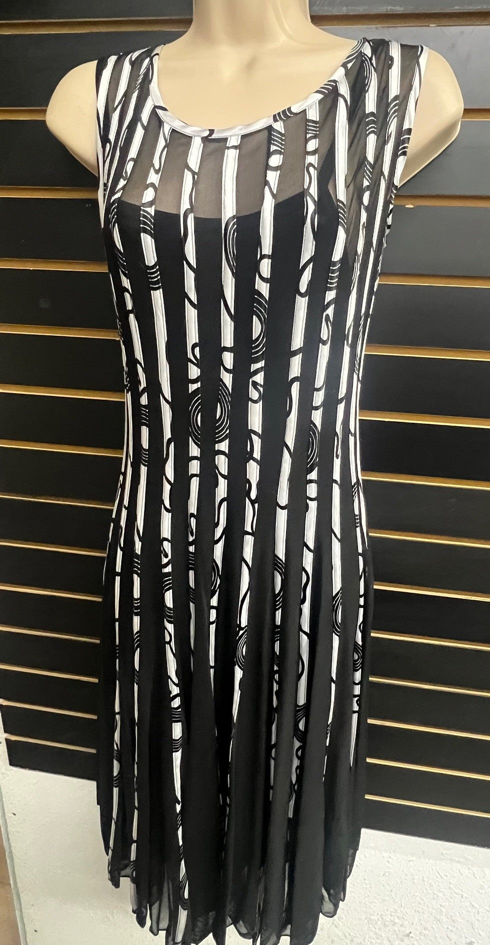 RIBBED SHAW MESH DRESS