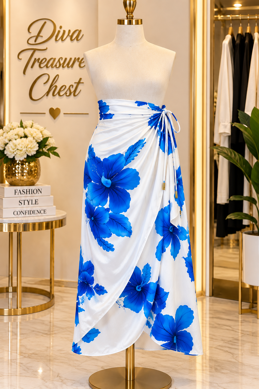 Blue Hibiscus Paradise Wrap Skirt