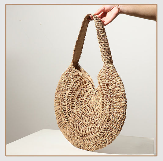 Straw Round Tote