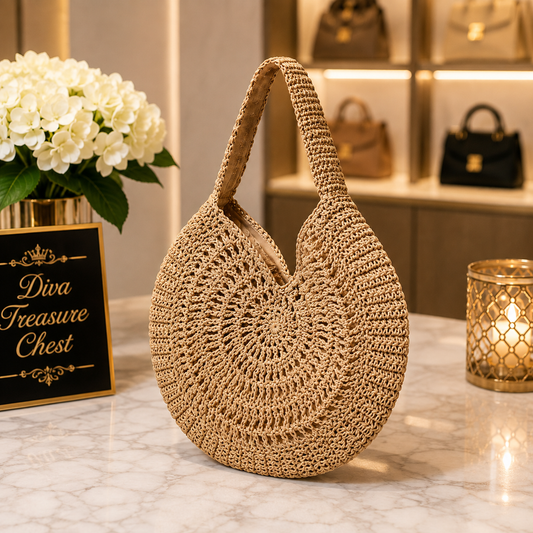 Straw Round Tote