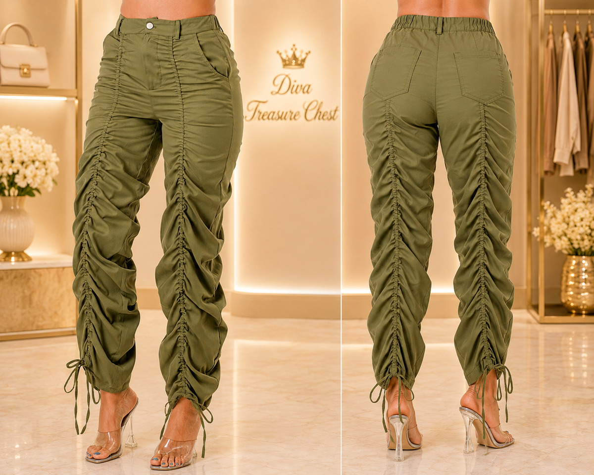 High Waist Ruched Pants (Plus Size)