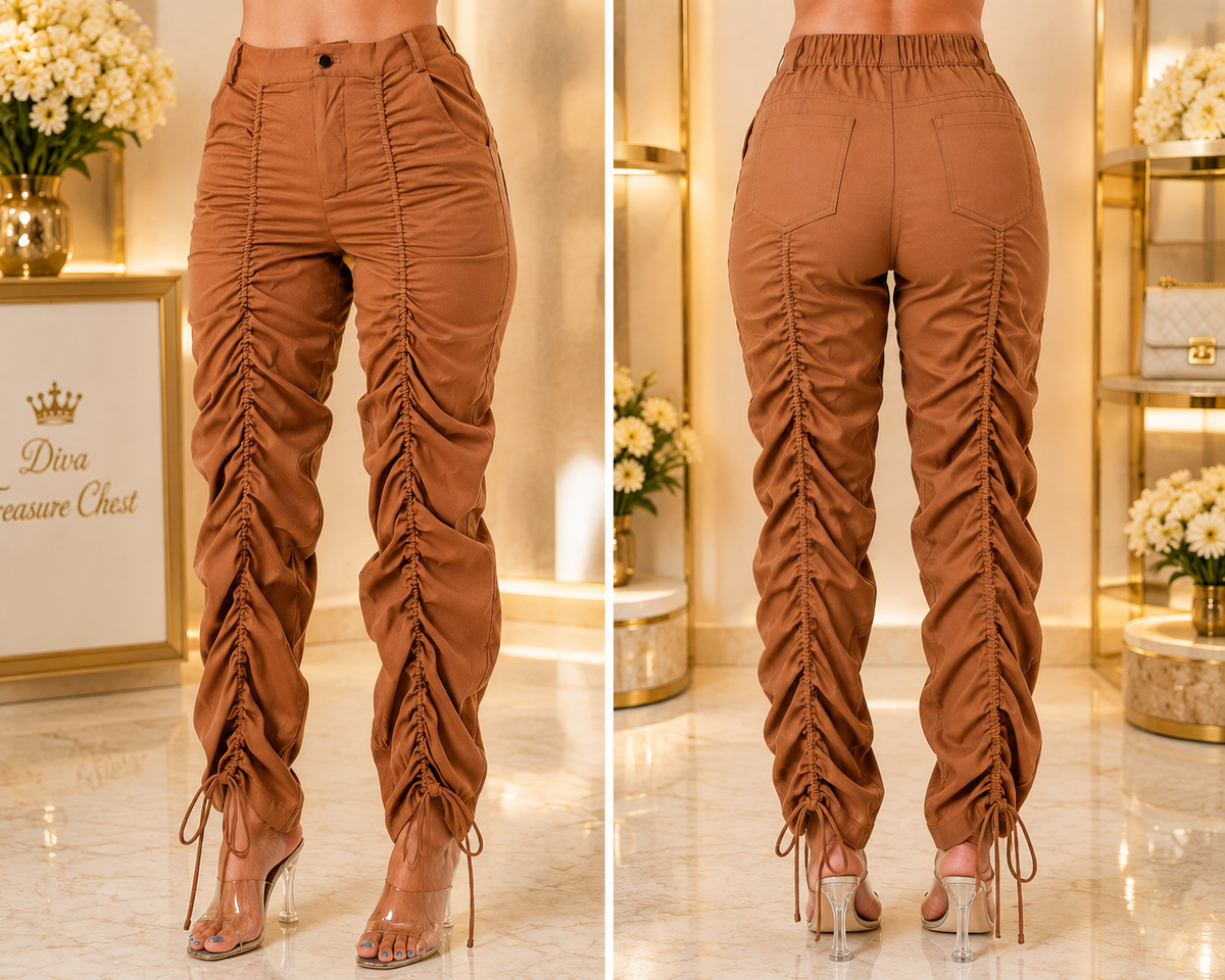 High Waist Ruched Pants (Plus Size)