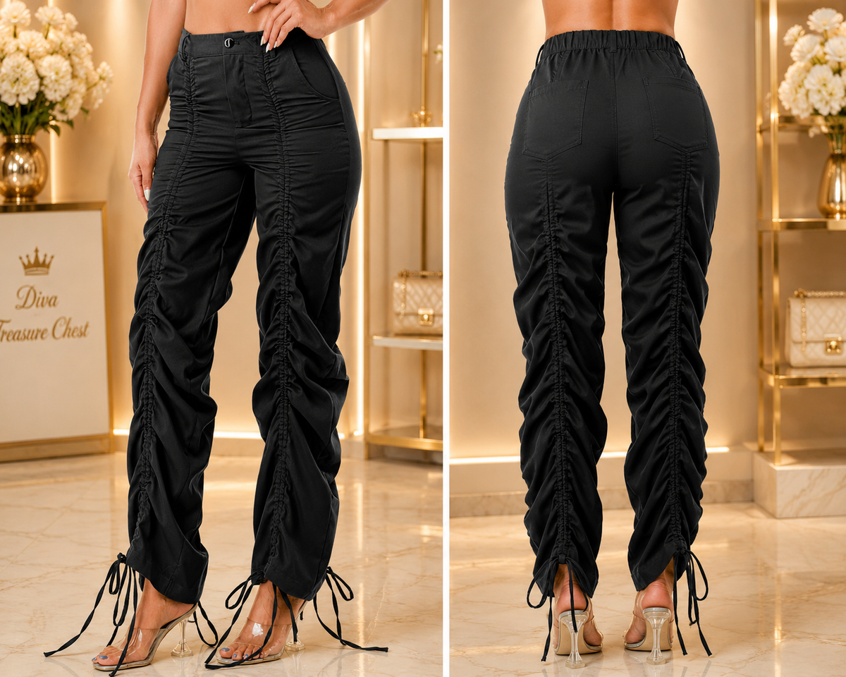 High Waist Ruched Pants (Plus Size)