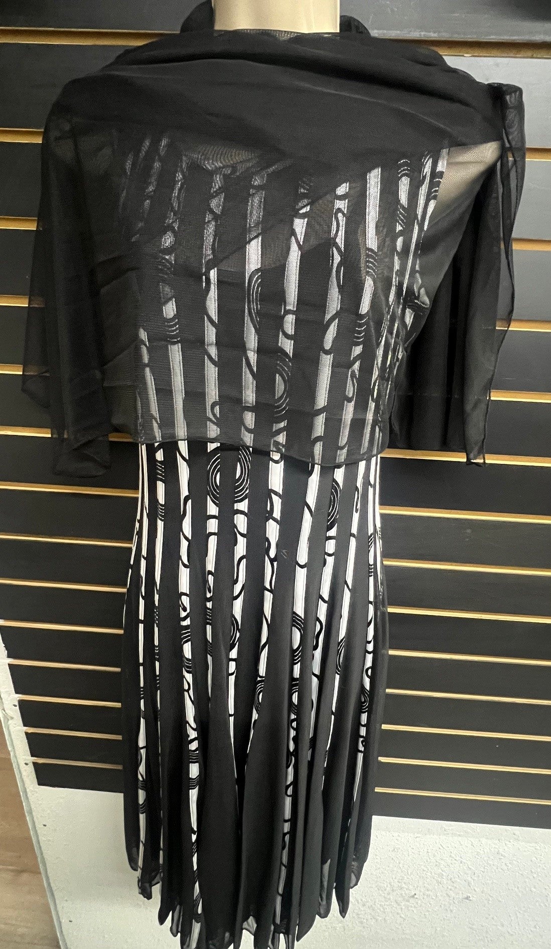 RIBBED SHAW MESH DRESS