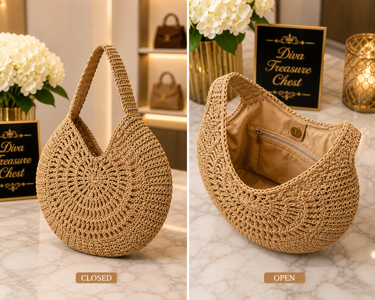 Straw Round Tote