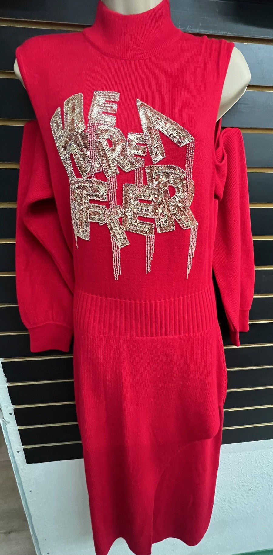 RED SWEATER DRESS