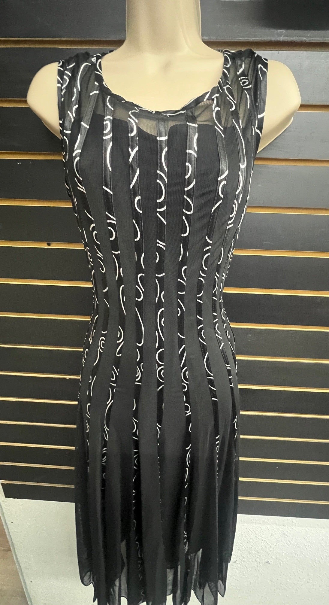 RIBBED SHAW MESH DRESS