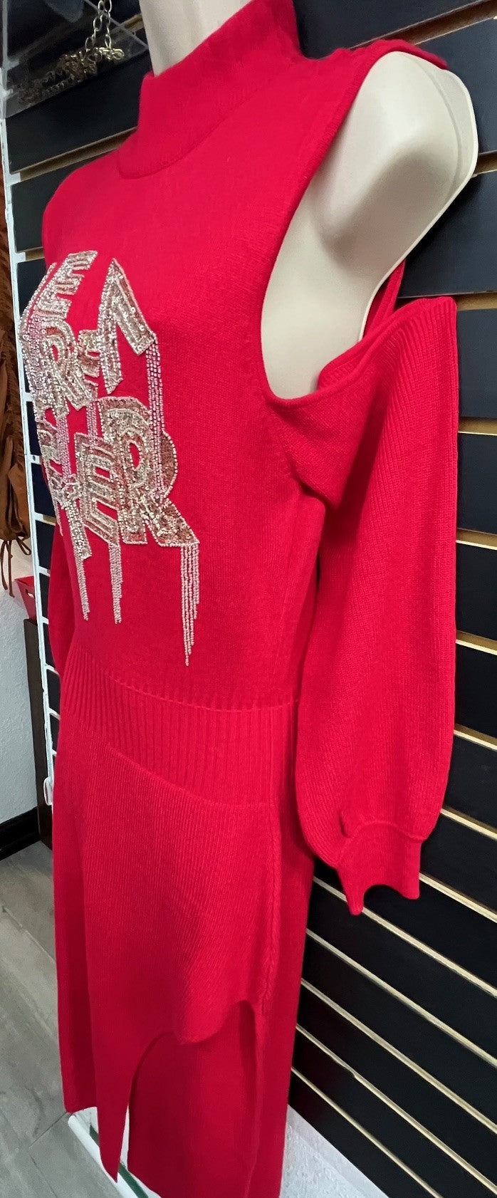 RED SWEATER DRESS