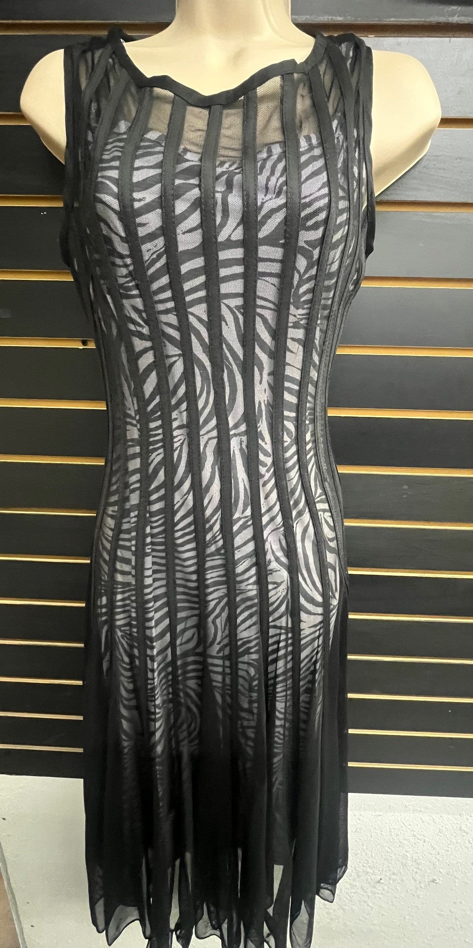 RIBBED SHAW MESH DRESS