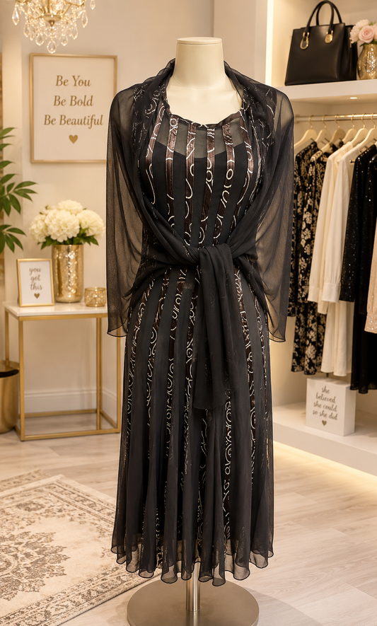 RIBBED SHAW MESH DRESS